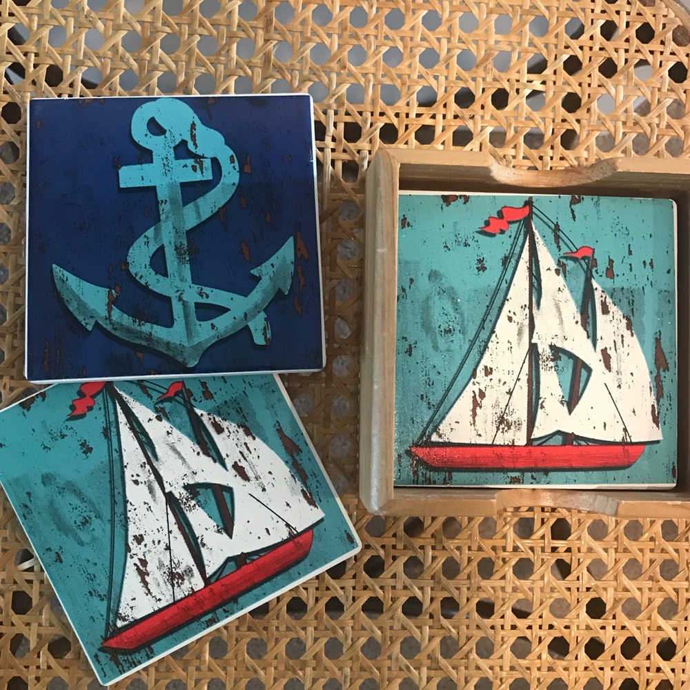 Nautical Sailboat and Anchor Coasters